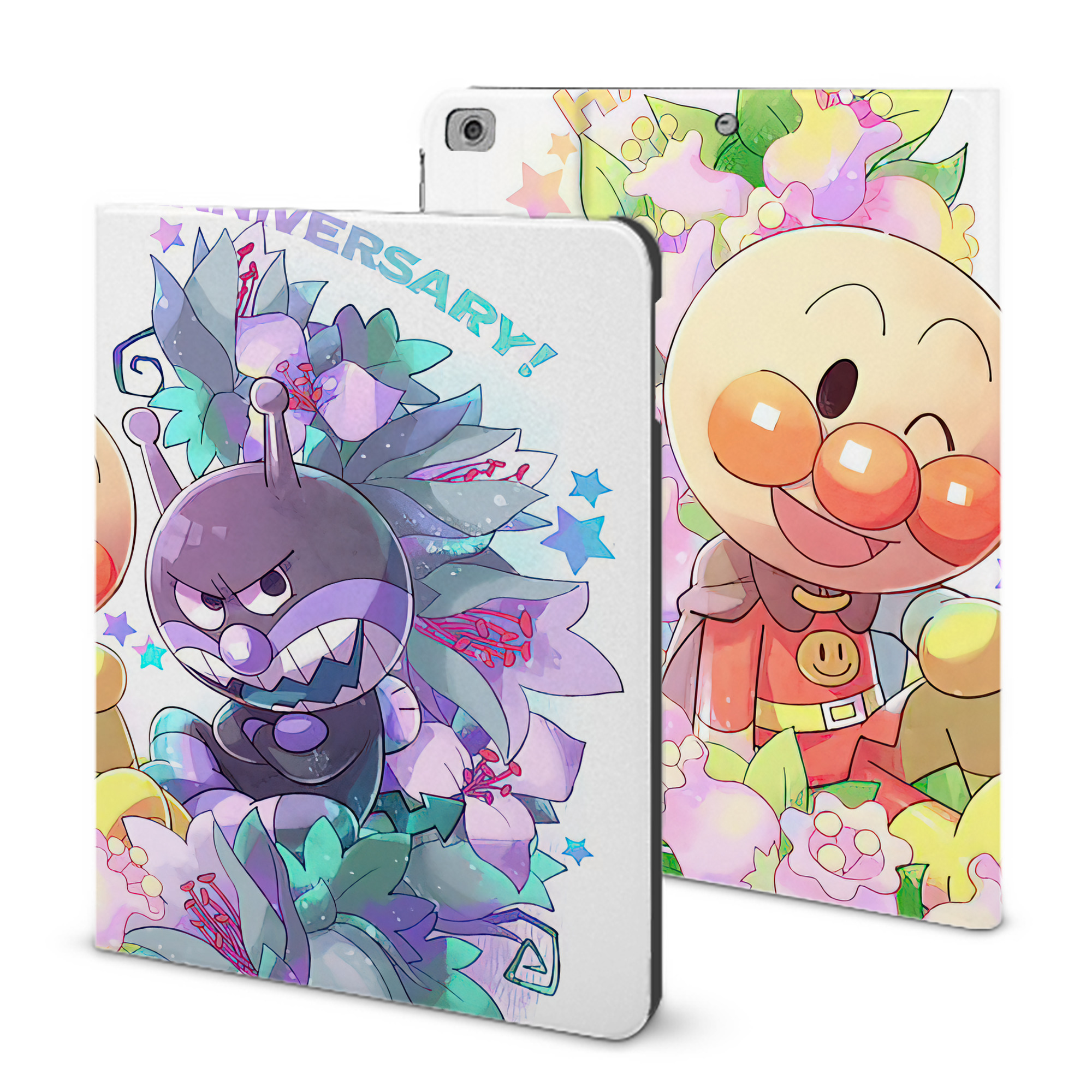 （画像用） アンパンマン Anpanman IPad ケース ブック型 PUレザー TPU 耐衝撃 軽量 薄型 ペン収納なし 全面保護 IPad 各モデル対応